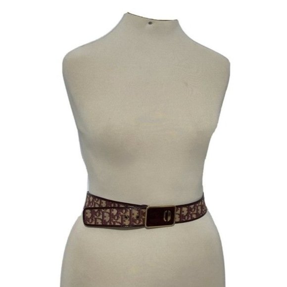 Dior Red CD Buckle Belt Trotter Print Gold Red Enamel - Picture 2 of 7